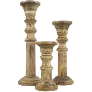 Mars en More kandelaar mango hout 20cm