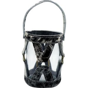 Lantaarn Koeienhuid Zwart Glas 10x10x15cm