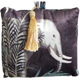 Mars &amp; More Deurstopper - olifant print - fluweel - 18 cm - deurstop