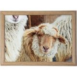 Mars & More - Schootkussen Schaapjes - Beige - 43x33x9cm - Hout