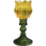 Mars&More glas waxinelichthouder tulp geel 8x8x17cm