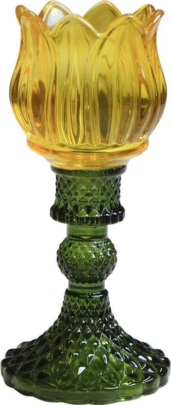 Mars&More glas waxinelichthouder tulp geel 8x8x17cm