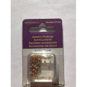 Ronde Knijpkralen Goud 100 Stuks 2mm