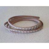 Band imitatie suede met studs 5 milimeter zandkleur 1m