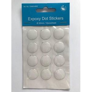 12445-4502 Epoxy dot stickers rond - 20mm - Kaartje 12st