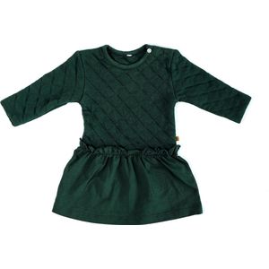 MXM Baby Jurk - Lange mouwen - Groen - Katoen - Warm - gewatteerd - Ronde hals - Drukknopen - Maat 56