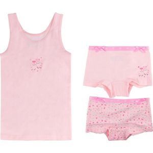 Funderwear meisjes ondergoed meisjes setje - Sweetheart - Boxershorts en hemd setje meisjes - Katoen  - Roze