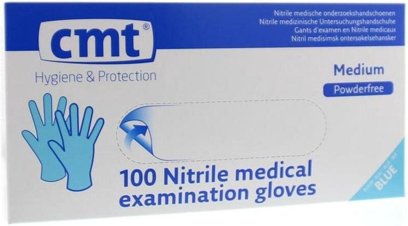 CMT - Onderzoekshandschoen - Blauw - Nitril - Poedervrij - 100 Stuks
