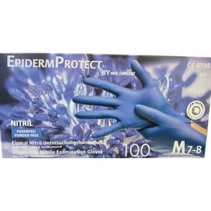 Epidermprotect Nitriel onderzoekhandschoen poedervrij M blauw  100 stuks