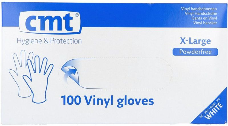 CMT - Vinyl Handschoenen - Poedervrij - Wit - Extra Large - 100 stuks