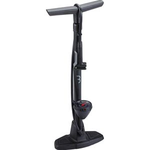 BBB Cycling Unisex Adult AirWave luchtpomp voor fiets, voetpomp met manometer, handpomp met DualHead 3.0 voor Presta Dunlop en Schrader, BFP-20, zwart, 620 mm