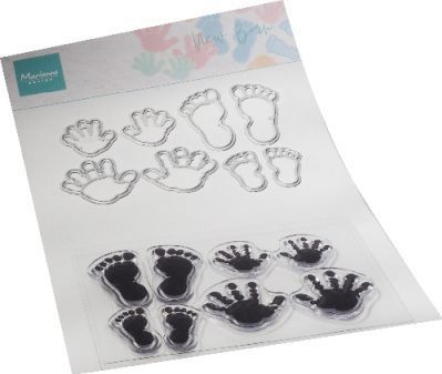 Cs1085 Stempels met snijmallen - New born - Handjes en voetjes - 8 delige set
