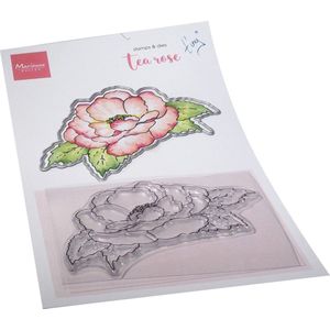 Tc0891 Stempel, snijmal - Tiny's Flowers Tea Rose 2 delige set - 98x72mm