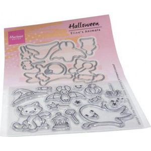 Ec0201 Stempel - Eline's Animals - Halloween is een set met 11 snijmallen en 14 stempels