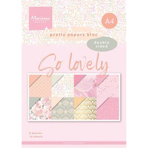 Pk9187 Paperbloc - So lovely - A4 heeft 8 prachtige A4 designs en 8 bijpassende uni-kleuren
