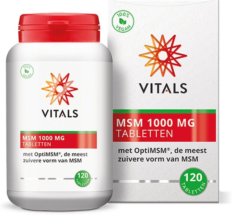 Vitals - MSM tabletten - 1000 mg - 120 tabletten - Met OptiMSM de meest zuivere vorm van MSM