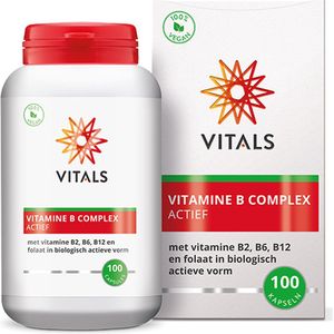Vitals - Vitamine B complex Actief - 100 Capsules - met de biologisch actieve vormen van B2, B6, B12 en folaat