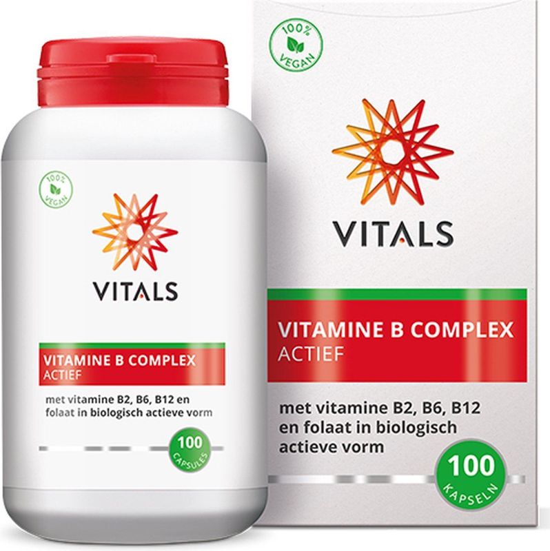 Vitals - Vitamine B complex Actief - 100 Capsules - met de biologisch actieve vormen van B2, B6, B12 en folaat