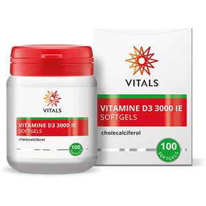 Vitals - Vitamine D3 - 3000IE - 100 Softgels - de meest effectieve vorm van vitamine D