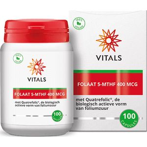 Vitals - Folaat 5-MTHF - 400 mcg - 100 capsules - met Quatrefolic®, de biologisch actieve vorm van foliumzuur