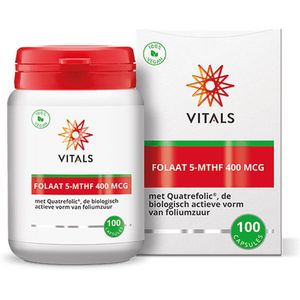 Vitals - Folaat 5-MTHF - 400 mcg - 100 capsules - met Quatrefolic®, de biologisch actieve vorm van foliumzuur