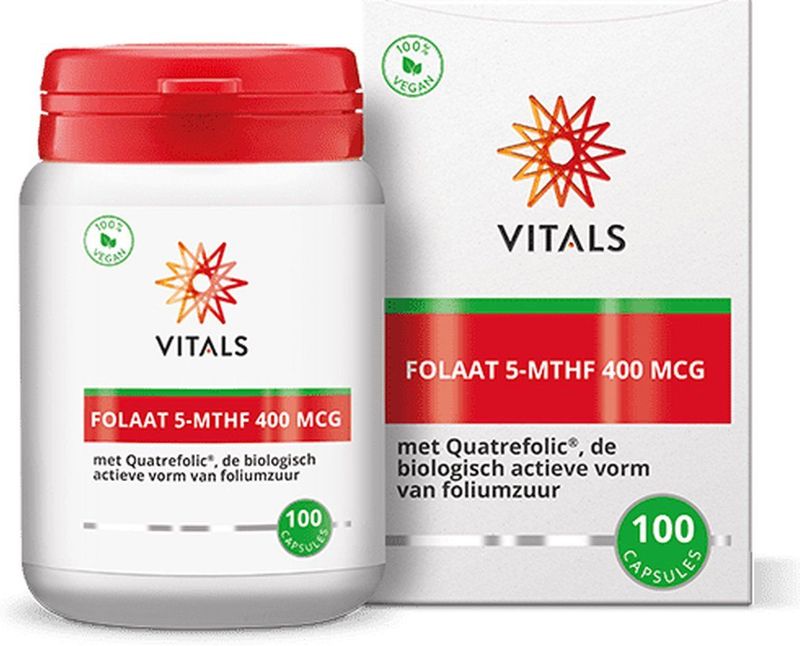Vitals - Folaat 5-MTHF - 400 mcg - 100 capsules - met Quatrefolic®, de biologisch actieve vorm van foliumzuur