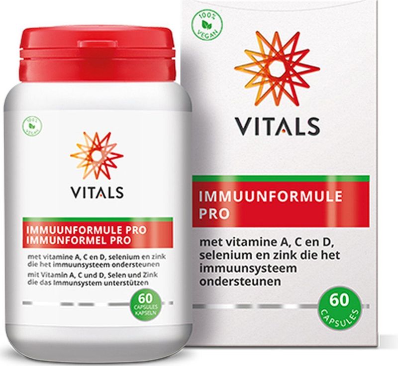 Vitals - Immuunformule Pro - 60 capsules - Met vitamine A, C, D, selenium en zink die het immuunsysteem ondersteunen