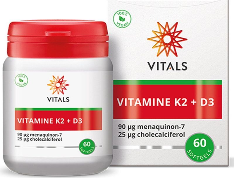 Vitals Vitamine K2 + D3 60 softgels - Een ideaal duo met een sterke synergetische werking