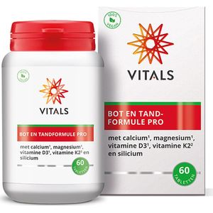 Vitals Bot- en tandformule pro - 60 tabletten. Met calcium, magnesium, vitamine D3, vitamine K2 en silicium