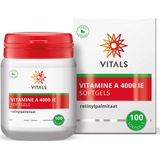 Vitals Vitamine A 4000 IE - 100 softgels. Hoge dosering vitamine A in de vorm van retinylpalmitaat.