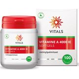 Vitals Vitamine A 4000 IE - 100 softgels. Hoge dosering vitamine A in de vorm van retinylpalmitaat.