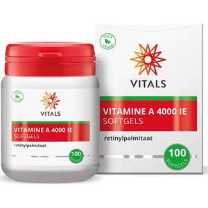 Vitals Vitamine A 4000 IE - 100 softgels. Hoge dosering vitamine A in de vorm van retinylpalmitaat.
