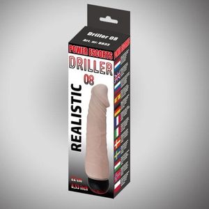 Power Escorts - Driller 08 - Realistische Vibrator - Dildo Vibrator - Vibrator voor Vrouwen - Vibrator Vrouw - Anaal Vibrator - Gspot vibrator -  22 cm - dikte  3 cm - BR33 - Heerlijk realistische Eikel / Penis - gave Cadeaubox - beige