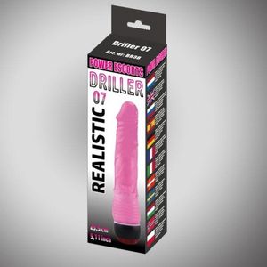 Power Escorts - Driller 07 - Dikke vette Realistische Vibrator - Dildo Vibrator - Vibrator voor Vrouwen - Vibrator Vrouw - Anaal Vibrator - Gspot vibrator - 21 cm - vette dikte 3 cm - BR38 - Heerlijk realistische Penis - gave Cadeaubox - Roze