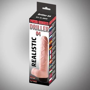 Power Escorts - Driller 04 - Dikke vette Realistische Vibrator - Dildo Vibrator - Vibrator voor Vrouwen - Vibrator Vrouw - Anaal Vibrator - Gspot vibrator - 25 cm - vette dikte 4 cm - BR39 - Heerlijk realistische Penis - gave Cadeaubox - beige