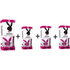 Playboy - Glijmiddel - 4 Pack -Aaarbei Glijmiddel - Strawberry Lubricant  - 4 Flesjes van 89 ml  - Totaal 357 ml