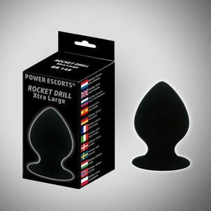 Power escorts - BR145 - Rocket Drill Xtra - Extreem Dikke Anal PLug met Grote Zuignap - Grote Vette Buttplug - Hoogte 13 cm - dia 7,2 cm - Super grote anal plug met grote suction cup - stoere Cadeaubox