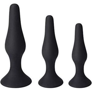 Buttplug Set met Power Zuignap - Zwart