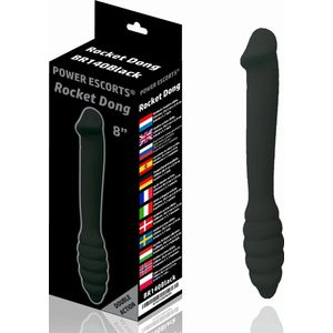 Power escorts - Rocket Dong - 20,4 cm - dia 3 cm - Zwart - BR140 - Dubbel dildo - Extreme Flexibel - Ideaal voor starters