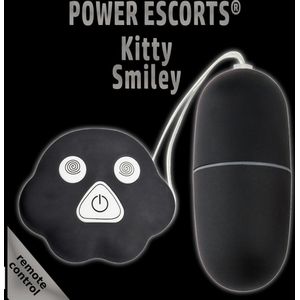 Power Escorts Kitty Smiley Zwart Vibrerend Eitje met afstandbediening - gave Cadeaubox