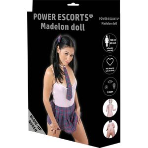 Power Escorts - Opblaaspop vrouw - Maxime - groot formaat 150 CM - Stout Buurmeisje wil graag overhoord worden - BR202 - ideaal om te geven of te ontvangen - super deluxe cadeaubox - blow up doll