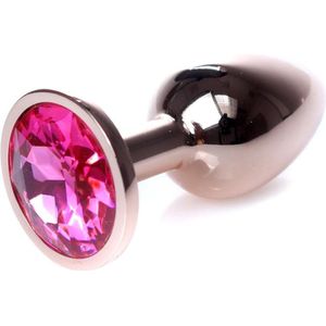 Power Escorts - Unieke Rose Goud kleuringe Plug - Anaal Plug - Buttplug Pink stone - Anal Plug met Roze steen - ideale formaat - 7 CM en lekkere Dia 2,7 cm - met makkelijke bewaar zak