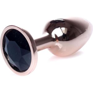 Power Escorts - Unieke Rose Goud kleurige Plug - Anaal Plug - Buttplug Black stone - Anal Plug met Zwarte steen - ideale formaat - 7 CM en lekkere Dia 2,7 cm - met makkelijke bewaar zak