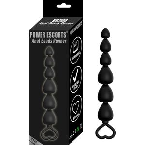Power Escorts - Anal Beads Runner - Anal beads - Trendy zwart - Silicone - Xtra Long Size - 18,5 Cm - stoere Cadeaubox - BR188