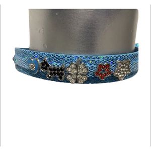 Body Pleasure Unieke Blauwe Glitter Halsband Met Luxe Steentjes Zelf Samentestellen
