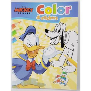 DISNEY MICKEY FRIENDS - KLEURBOEK MET STICKERS - 32 KLEURPLATEN EN 2 STICKERVELLEN