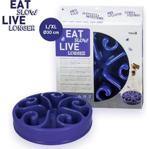 Eat Slow Live Longer Anti-schrok Voerbak Rond Blauw 30 cm