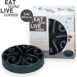 Eat Slow Live Longer Anti-schrok Voerbak Rond Grijs 20,5 cm