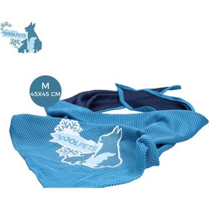 CoolPets cooling bandana hond M - Nekomtrek 38 tot 46 cm - Verkoelende bandana hondenhalsband - Verkoeling hond - 70 x 45 x 45 cm - Blauw