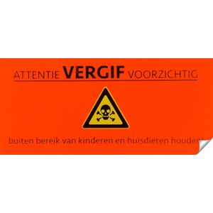 Holland Animal Care Sticker ""Vergif"" - 8 x 0,5 x 5,5 cm - Waterafstotend vinyl - Gevaren sticker - Oranje - 100 stuks